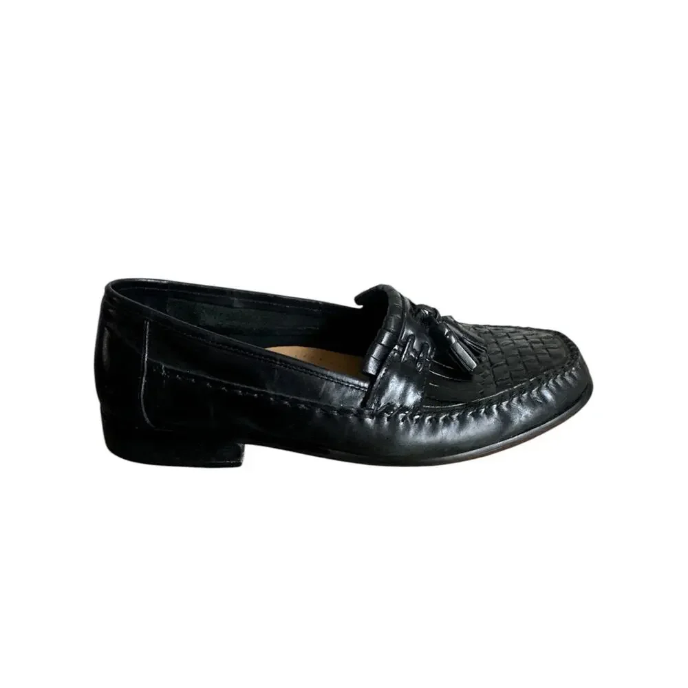 Giorgio Brutini Vegas Men's Woven Leather Tassel Kiltie Loafers Black 12 EEE